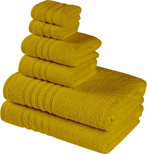 Luscinia 550 g/m² - Lot de 6 serviettes éponge 100 % coton - 2 serviettes de bain (140 x 70 cm), 2 serviettes de toilette (40 x 70 cm), 2 serviettes d'invité (30 x 30 cm) - Certifié Oeko-TEX® 100