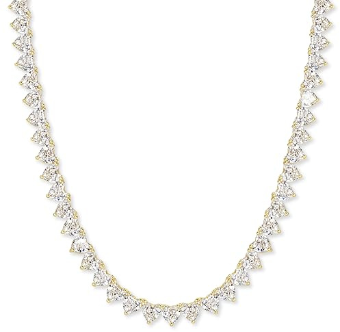Michooyel Corazón Collar de tenis 6 mm, chapado en oro/plata, cadena de tenis de plata para mujer, cadena de oro con circonita cúbica 5A, cadena de hip hop para hombres y mujeres, 40-60 cm