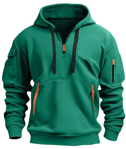 Generisch Kapuzenshirt Herren Modische Outdoor Sweatjacke Ohne Kapuze, Reißverschluss Dünne Übergröße Slim Fit Hoodie, Coole Oversize Winter Warme Oversized Zipper Leichter Gym Herren Pullover L