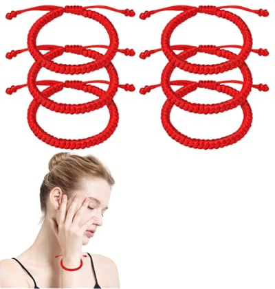 MYGLOAR Set aus 6 geflochtenen Kabbalah-Armbändern, Glücksarmbänder für Frauen, Männer und Kinder – rotes Armband als Freundschafts- und Glücksbringer, tibetisches Armband rot mit Spitzenseil-Design