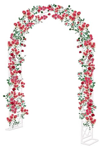 Générique Arc de Jardin Lourd ， Arbor Jardin Stable pour Les Plantes d'escalade Cour de terrasse en Plein air Mariage de 1,80m à 3,00 m de Rose Rose Arc Rose métal Rose.