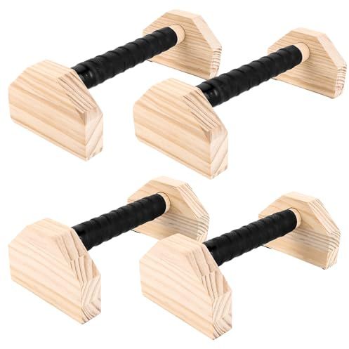 GBACHOOSE 4er Set Liegestützgriffe Holz, Handstand Stütze, Push Up Bars Holz Parallettes für Handstand, Liegestütze (25 CM + 30 CM)