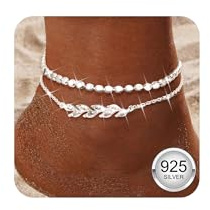 YADOCA Cavigliera Donna Argento 925 Impermeabile Regolabile Cavigliera Argento 925 Donna Cuore Perline CZ Cavigliere Donna