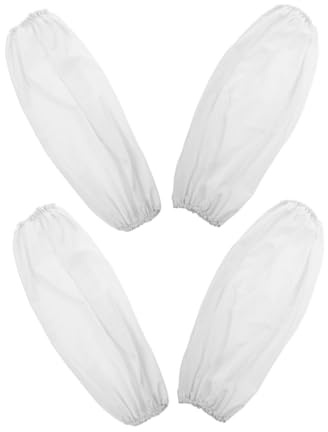 Lurrose Manicotti Impermeabili in Pu per Lavori Domestici e Pulizia, 2 Paia di Manicotti Protettivi per Braccia, Vestibilità Aderente, Colore Bianco, per Faccende di Casa