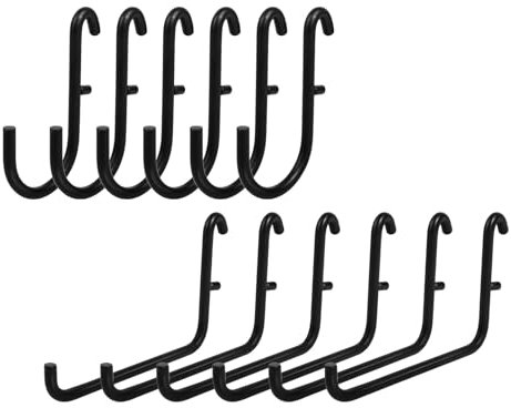 coiyie Pegboard Hooks Compatible with IKEA Skadis Pegboard 12 Pack Accessories (Include L Style x 6 and J Style x 6 Hooks) (Black)