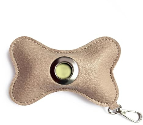 Kotbeutelspender Hunde, Tragbar Knochenform Haustier Kotbeutelhalter aus Leder mit Metallhaken für Spaziergänge Camping Wandern Laufen Reisen