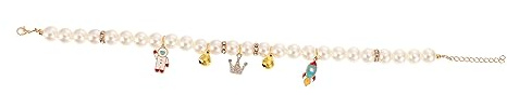 Toddmomy Pet Adjustable Pearl Cat Collar with Bell, Handmade Fancy Kitten Necklace Ornament, Soft Lightweight Crown Design for Cats and Puppies