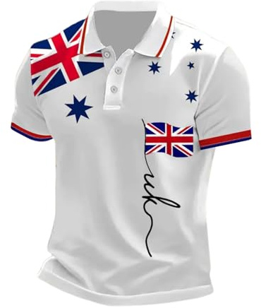 Mens Union Jack Polo Shirts UK United Kingdom England Flag Print Short Sleeve Golf Polos Great Britain Collared Button Down Summer Shirt Breathable British Tennis T-Shirt Work Tee Tops Holiday Clothes