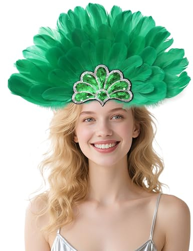 Wildarms Damen Feder Kopfschmuck Pailletten Kopfschmuck Karneval Hochzeit Halloween Maskerade Party Cosplay Kostüm Zubehör