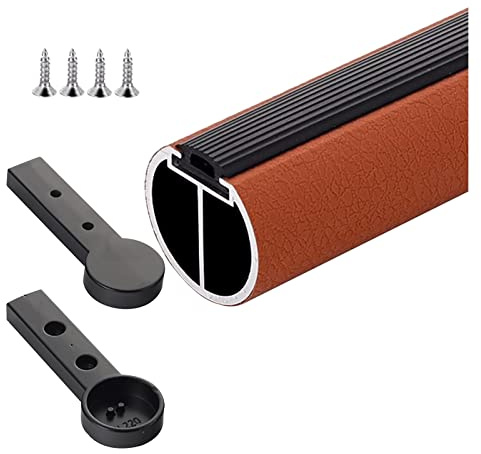 Barra redonda de aleación de aluminio para colgar con tiras antideslizantes, longitud ajustable para cuarto de servicio/armario, acabado moderno de cuero, diseño que ahorra espacio