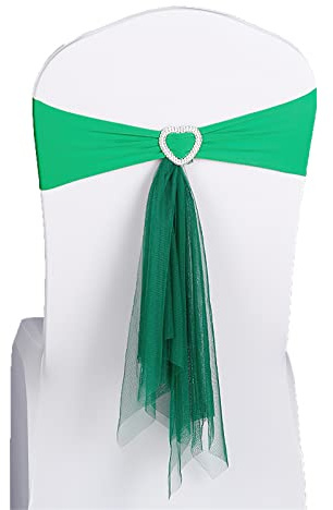 Lazos de licra elástica for sillas, bandas elásticas con hebillas y deslizadores, fundas for Navidad, bodas, banquetes, hoteles, eventos y decoraciones.(Green,10PCS)