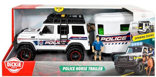 Dickie Toys - Police Horse Trailer Polizei-Auto mit Pferdeanhänger, Figur, Pferd, Spielzeug-Set für Kinder ab 3 Jahre inkl. Licht, Sound & Batterien