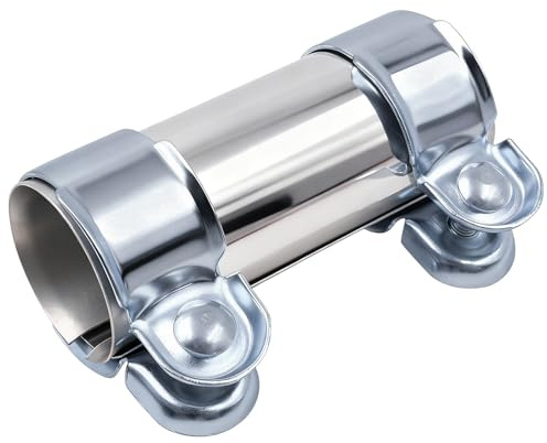 Abrazadera de escape 45 mm con conector de tubo de acero inoxidable doble abrazadera montaje fácil sin soldadura para reparación y emergencia