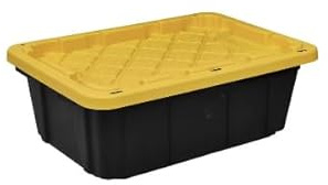 Heavy Duty 14 Gallon Storage Tote in Black with Yellow Lid XY90668