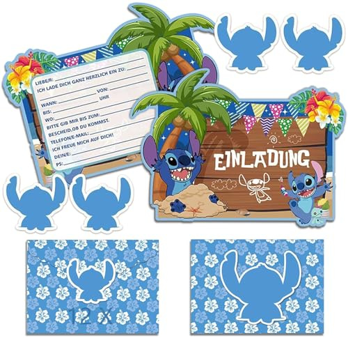 IRONIUM Stitc - Set di 12 biglietti di invito per il compleanno dei bambini, con busta, in lingua tedesca, per feste a tema (A6) (K)