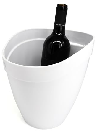 VINAK - Cubitera para Botellas de Vino 4L | Blanco | Enfriador de Botellas y Hielera con Asa | Champanera | Ideal para Refrigerar Vino, Cava y Champán | Uso en Casa y Eventos