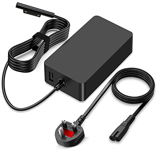 65W Charger Compatible with Microsoft Surface Pro 11, 10, 9, 8, 7+, 7, 6, 5, 4, 3, X, Power Adapter for Windows Surface Laptop 7/6/5/4/3/2/1, Go Tablet, Book 3/2/1, Support 44W, 36W