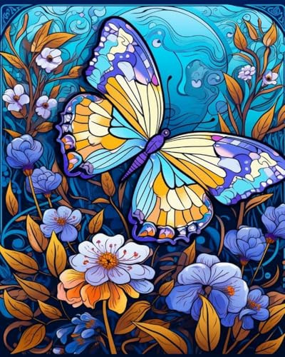 mantianhome Adult Cross Stitch Kit Pansy 11CT Pre-Printed Embroidery Kit Beginner Embroidery Pattern Print DIY Needlework Set - 40x50cm