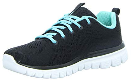 Skechers Graceful Get Connected, Sneaker Donna, Black Mesh Turquoise Trim, 41 EU