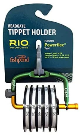 RIO Products Fly Fishing Tippet Head Gate, 2X, 3X, 4X, 5X, 6X Powerflex Tippet, 30 Yard Spools, Clear