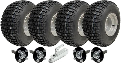 Parnells - Kit de Remorque ATV à Double Essieu - 4 Roues et Pneus de Remorque Quad, 18x9.50-8 + Moyeu/Talon + Attelage - 4 Plis P322 Wanda, Jantes en Acier 7.00x8 4/100, Diamètre 460 mm, 400 kg