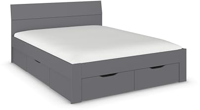 Rauch Möbel FLEXX, Bett, Farbe Grau metallic, Maße 165x90x209 cm | Doppelbett, Stauraumbett, mit 3 Schubladen, für Schlafzimmer, Jugendzimmer, Gästezimmer, Liegefläche 160x200 cm