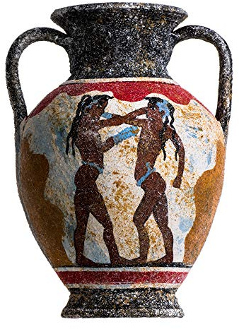 BeautifulGreekStatues Antike griechische Minoanische Amphore Akrotiri Boxer Fresco handgefertigte Keramik Vase Medium