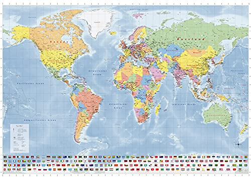 GeoMetro Weltkarte Länder der Erde XXL auf Deutsch, 140 x 100 cm, beidseitige Laminierung, reißfest, beschreibbar/abwischbar, aktuelle Neuauflage, Made in Germany