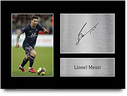 HWC Trading Lionel Messi Paris Blue and Reds Geschenke Gedrucktes Signiertes Autogramm Foto für Fußball Anhänger and Fans - A4