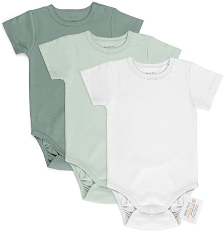 Laloona Pack Body Bebé Algodón 100% - 3 Ud. Bodies Manga Corta, Pack Recien Nacido con Certificado OekoTex 100, Ropa Verano Niños y Niñas