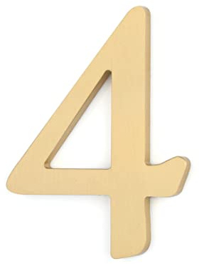 Zayookey Números de buzón de correo de latón macizo de 1.77 pulgadas, signos de número de casa, autoadhesivos, para placa de calle, hogar, apartamento (4.5 cm, número de puerta 4)
