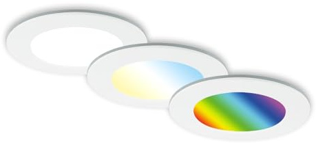 BRILONER - Juego de 3 lámparas LED empotradas en el techo, lámparas RGB empotradas CCT, foco LED empotrado en el baño, foco empotrado en el baño IP65, negro, 92x45 mm (DxH)