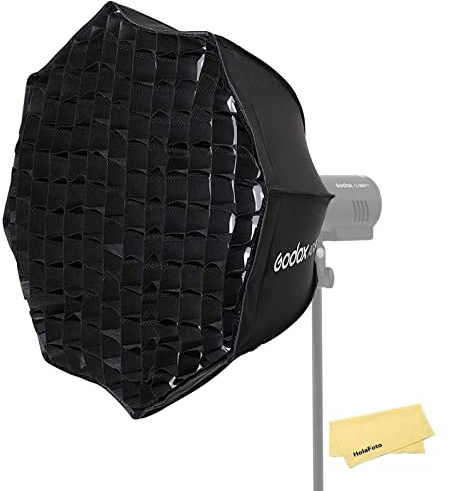 Godox AD-S85W 33.5 Pouces/85cm Portable Parapluie Softbox avec Godox Monture,Compatible avec AD400Pro AD300Pro Flash Stroboscopique (Intérieur Blanc)