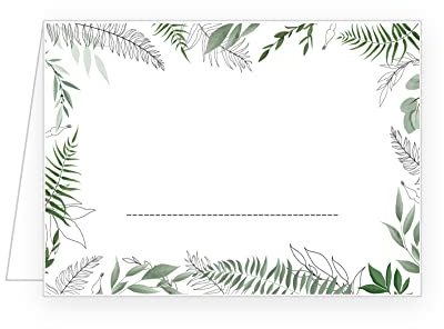 Edition Seidel Set 25 Premium Tischkarten Platzkarten Namenskarten Hochzeit Geburtstag Taufe Kommunion Konfirmation Firmung Jugendweihe Feier grüne Blätter Eukalyptus