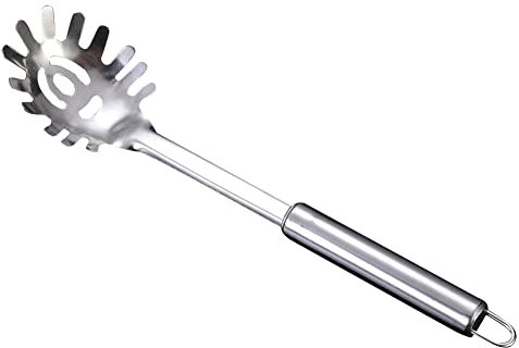 Nudellöffel,Professional Spaghettilöffel,Nudelkelle,Edelstahl Poliert,Spaghettizange,Nudelzange,32cm,Nudellöffel Mit Ergonomischen Griff Für Küche,Spülmaschinengeeignet,Aufhängeloch,Hängbar