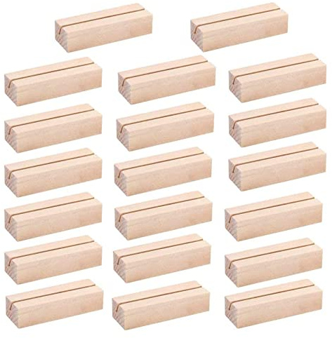 20 Stücke Holz Kartenhalter Tischnummer Halter, Tischkartenhalter, Kartenständer und Postkartenhalter verwendbar, Hochzeit Deko (Rechteck)