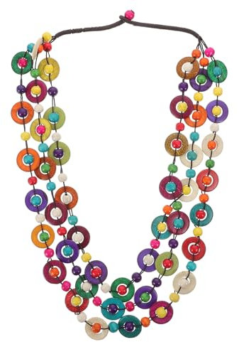 Veemoon Kette Für Frauen Im Boho-stil Retro-halskette Mit Kokosnussschale Holzperlen Strand-modeaccessoire Anhänger Für Damen Und Mädchen Muster