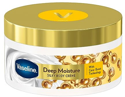 Vaseline Deep Moisture Silky Body Cream, 180 g. With Cera-Boost Technology for Silky Smooth Skin
