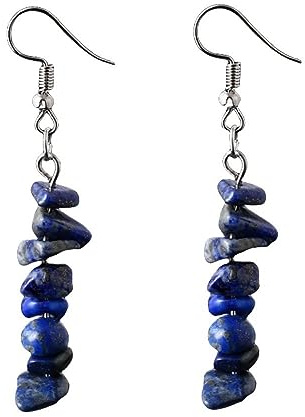 BROLEO Damen Creolen Ohrringe,Boho Ohrringe Mit Naturstein Anhänger Chakra Reiki Energie Lange Fransenperlen Steintropfen Ohrringe Für Damen Und Mädchen Edelsteinschmuck