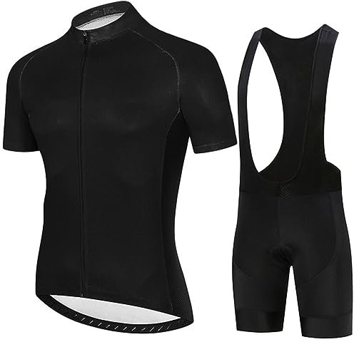 PRIOKNIKO Fahrradtrikot Set Schwarzes Team-Radtrikot-Set Für Herren, Mtb, Sommer, Rennrad, Fahrradbekleidung,Trikotset 2,S