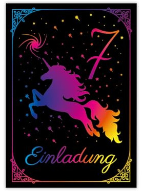 Minkocards 12 Einladungskarten zum 7. Kindergeburtstag Mädchen Einhorn Einladung siebte Geburtstag Mädchengeburtstag Geburtstagseinladungen