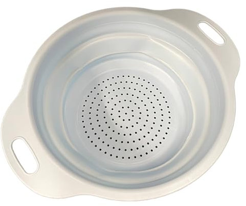 Collapsible Colander Folding Food Drainer Space Saving Silicone Kitchen Essential (Blue)