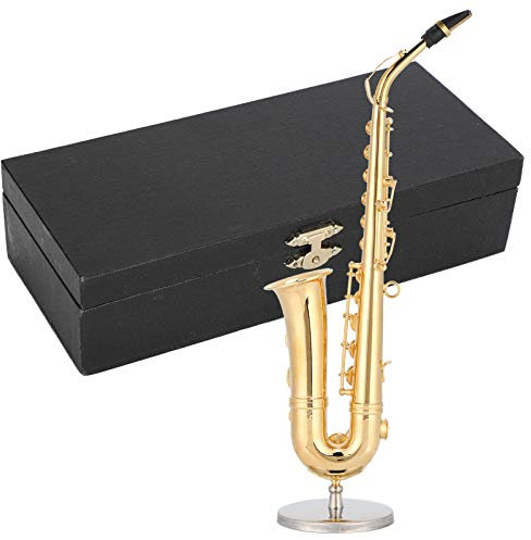 RvSky Mini-Saxophon-Ornament, 19 cm, Miniatur-Musikinstrumentenmodell Zur Dekoration Oder Als Geschenk, Mit Aufwendigen Details Gefertigt Und Perfekt Für Musikliebhaber