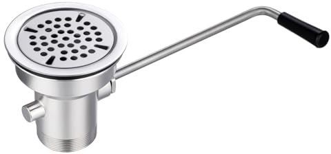 Sepaitek 3-1/2 Commercial Sink Drain with Twist Lever Handle, Waste Drain Valve Without Overflow Inlet for Restaurant 2/3 Compartment Sink, Easy Controll, Block-Free and Leakproof