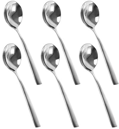 IMEEA Lot de 6 cuillères à soupe rondes de 17 cm en acier inoxydable 18/10 pour dessert et crème glacée