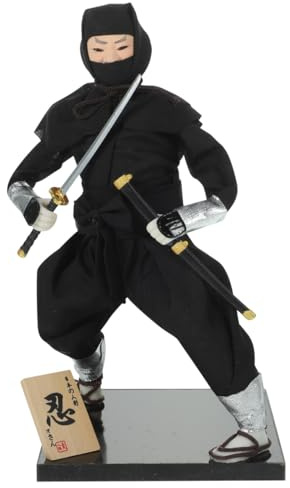 ifundom Decorative Figurine Long Time Use and Not-fading Traditional Stealth Warrior Doll Made of Silk and Plaster Japanese Doll Ornament for Living Room and Public Places
