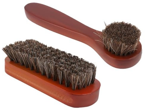VALICLUD Set Da 2 Spazzole Per Pulizia Calzature Setole Morbide Di Crine Di Cavallo, Accessori Per Lucidare Scarpe in Pelle, Pratiche e Resistenti Per La Cura Quotidiana Delle Scarpe
