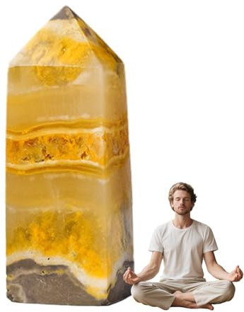 Piedra Preciosa citrina Natural - Varilla de Pulida a Mano con Seis facetas, Piedra de curación Pulida | Meditación de Espiritual, Ritual de Trabajo de Trabajo de energía de Reiki para