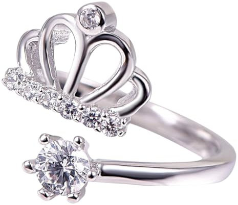 AKOOSY Kronenring Für Frauen Verstellbarer Offener Mit Kristallen Elegantes Schmuckstück Für Hochzeiten Partys Festivals Für Optimalen Tragekomfort