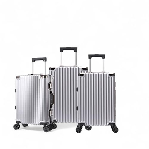 Royal Swiss 3 Valvole di Lusso, 4 Ruote, Serratura TSA, Maniglia Telescopico Regolabile ·Valvole a rotelle 360°, Set di valigie Argento, Grigio scuro, Grande, Modern (Grigio)